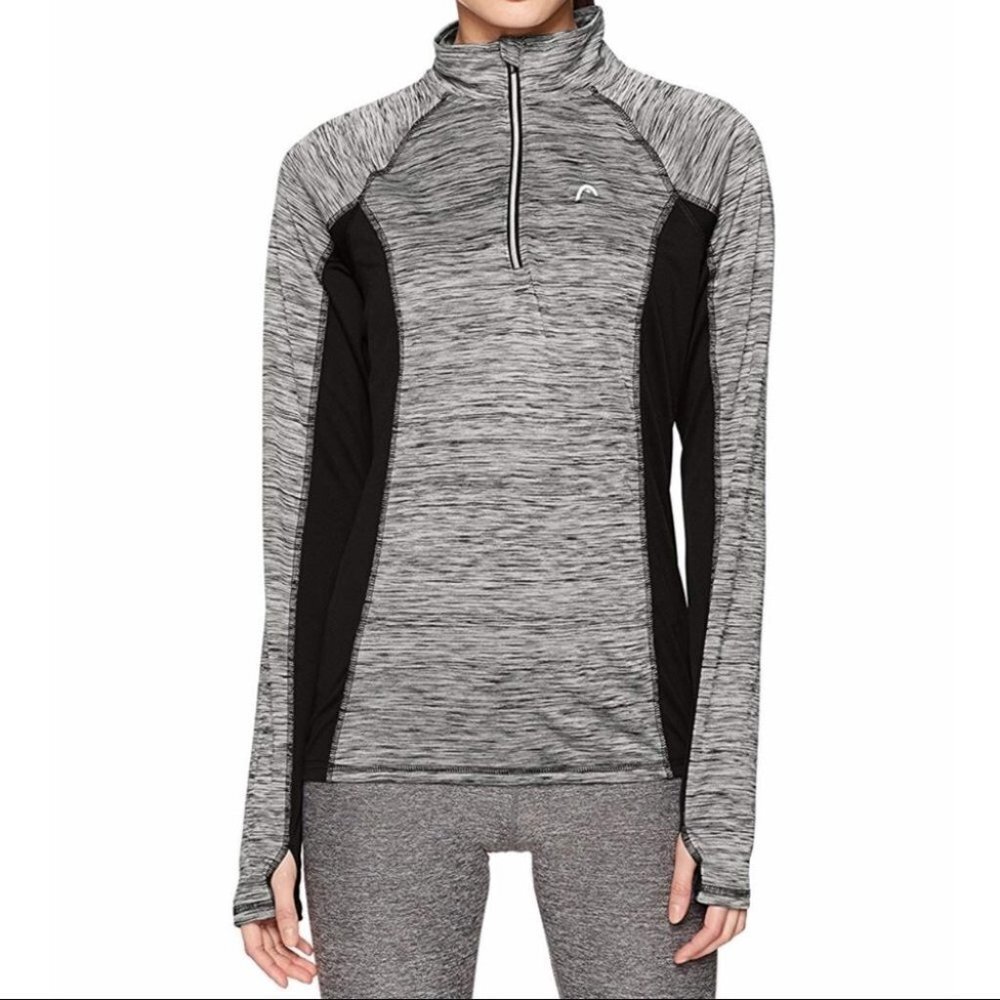 HEAD Half Zip Gray & Black Athletic Pullover